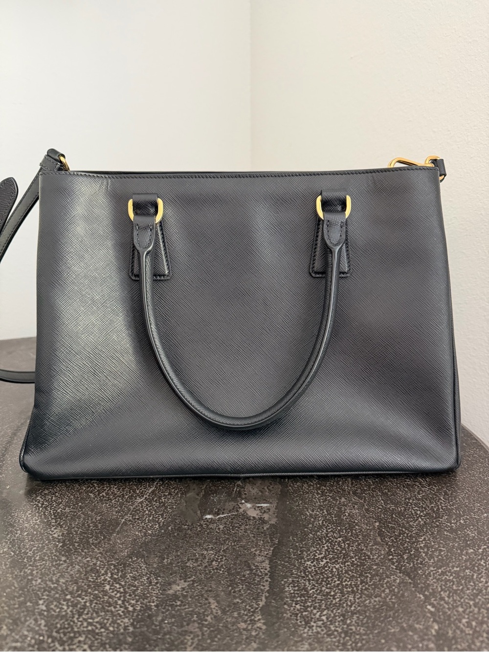 Prada Black Saffiano Leather Killer Bag with Gold Hardware - Pre-Loved - Picture 5 of 15